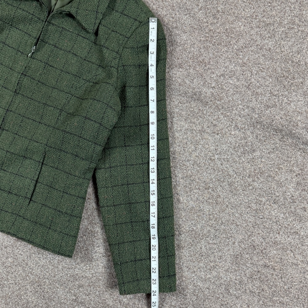 Vintage Green Grid Check Plaid Full Zip Jacket Women’s 12 Preppy Retro 90s Y2K - Picture 7 of 13